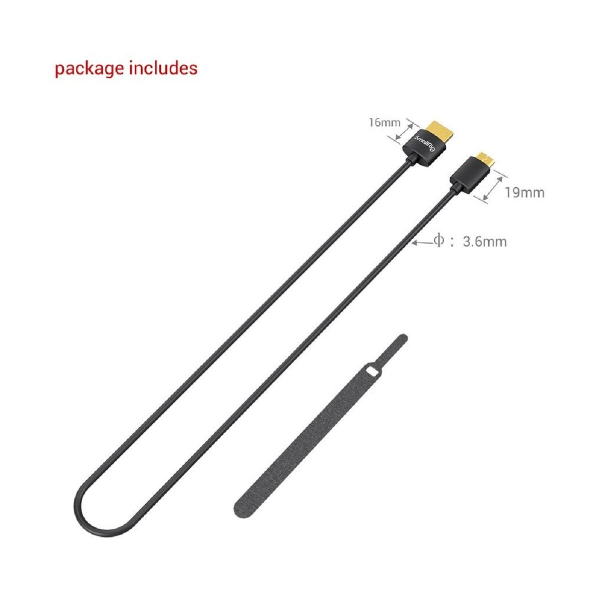 SmallRig 3041 Ultra Slim 4K HDMI 2.0 Kabel 55 cm (Typ C zu Typ A) - Lieferumfang: Zwei Anschlusskabel und ein Kabelbinder mit Größenangaben. SmallRig 3041 Ultra Slim 4K HDMI 2.0 Kabel 55 cm (Typ C zu Typ A) - Lieferumfang: Zwei Anschlusskabel und ein Kabelbinder mit Größenangaben.