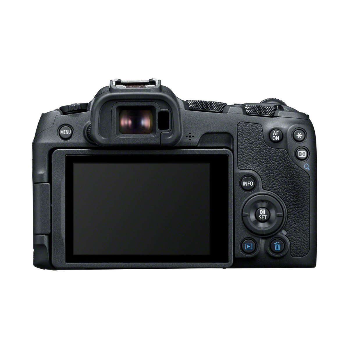 Canon EOS R8+RF 4,5-6,3/24-50 mm IS STM Kamerakit - Rückansicht der Kamera mit LCD-Display, Sucher und Bedienelementen