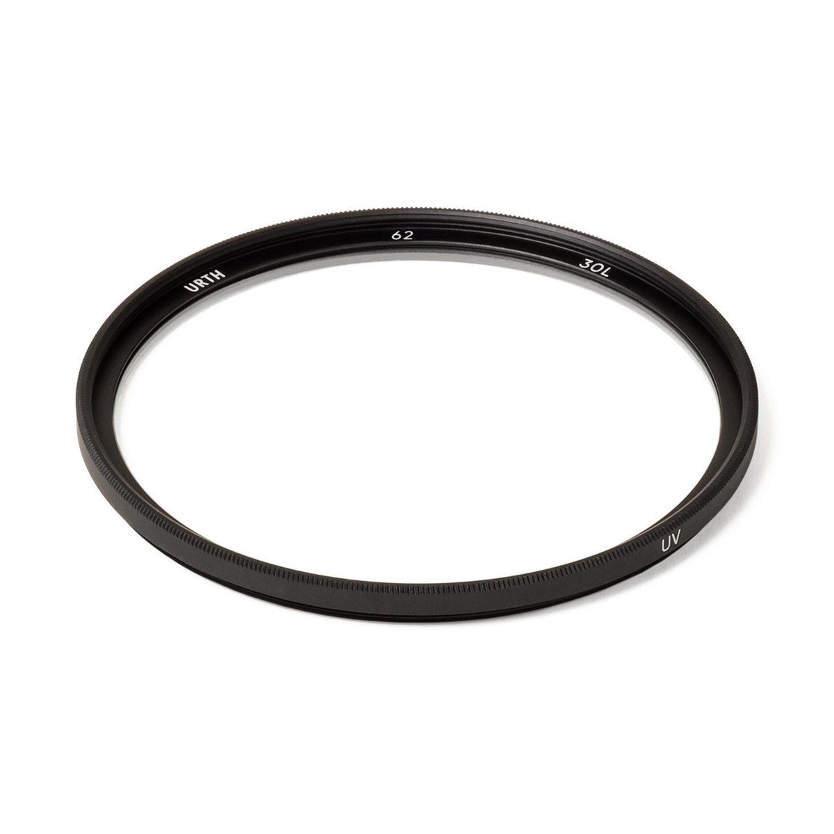 Urth 62mm UV-Objektivfilter (Plus +) - Detailansicht Urth UV 30L 62mm Kamerafilter von oben, Beschriftung sichtbar