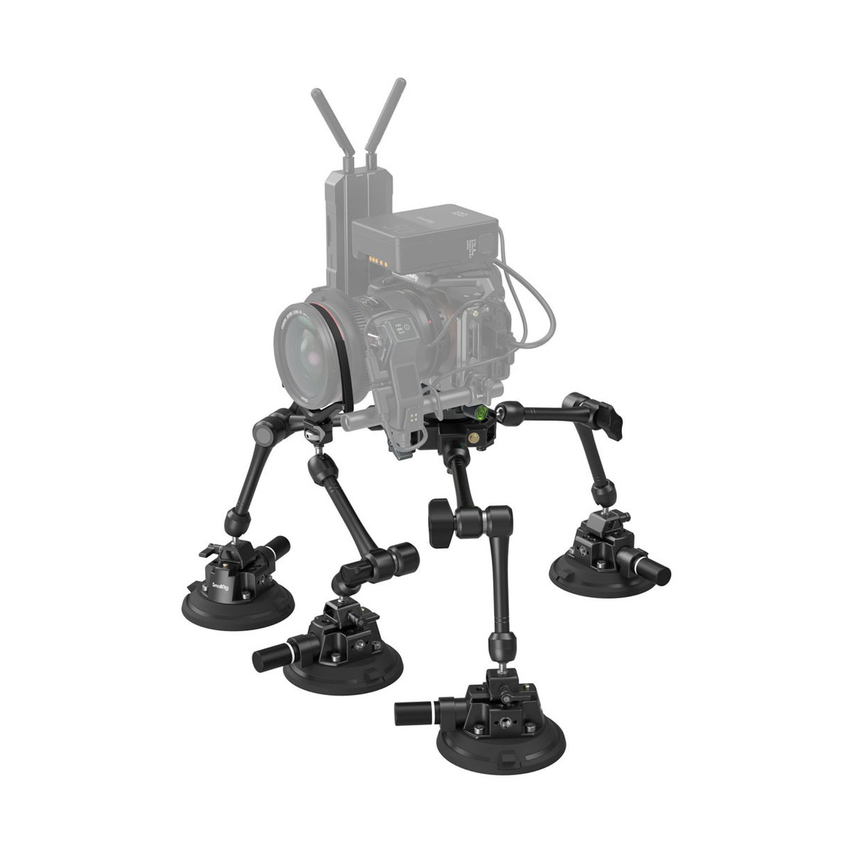 SmallRig 3565B SC-15K 4-Arm Saugnapf-Kamerahalterung Kit - Anwendungsbeispiel: Saugfuß-Montagesystem hält Kamera-Rig.