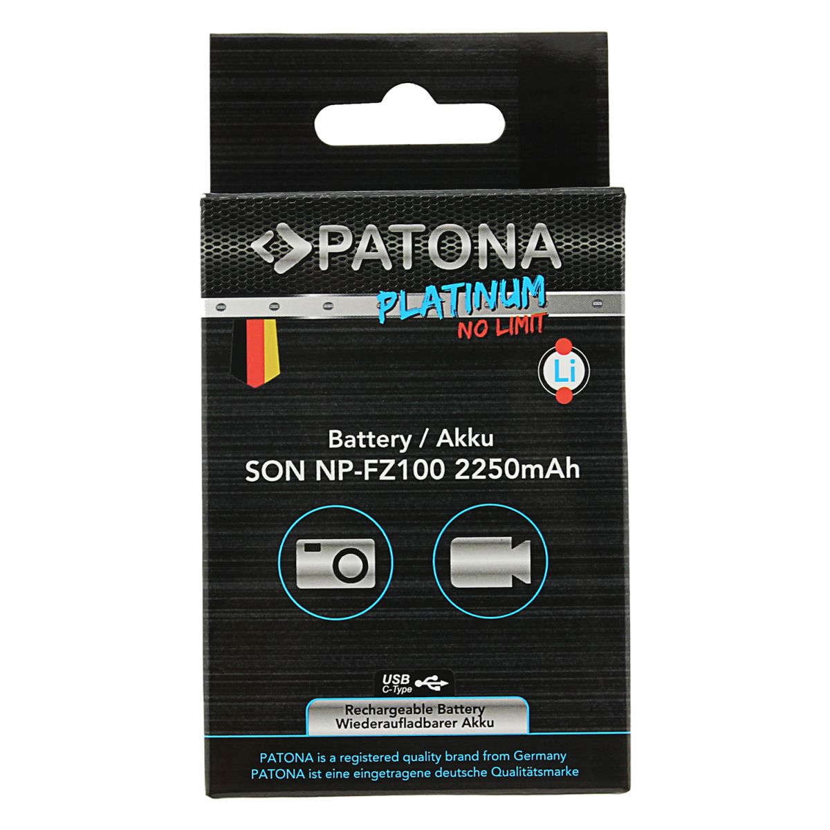 Patona Platinum Akku mit USB-C Input für Sony NP-FZ100