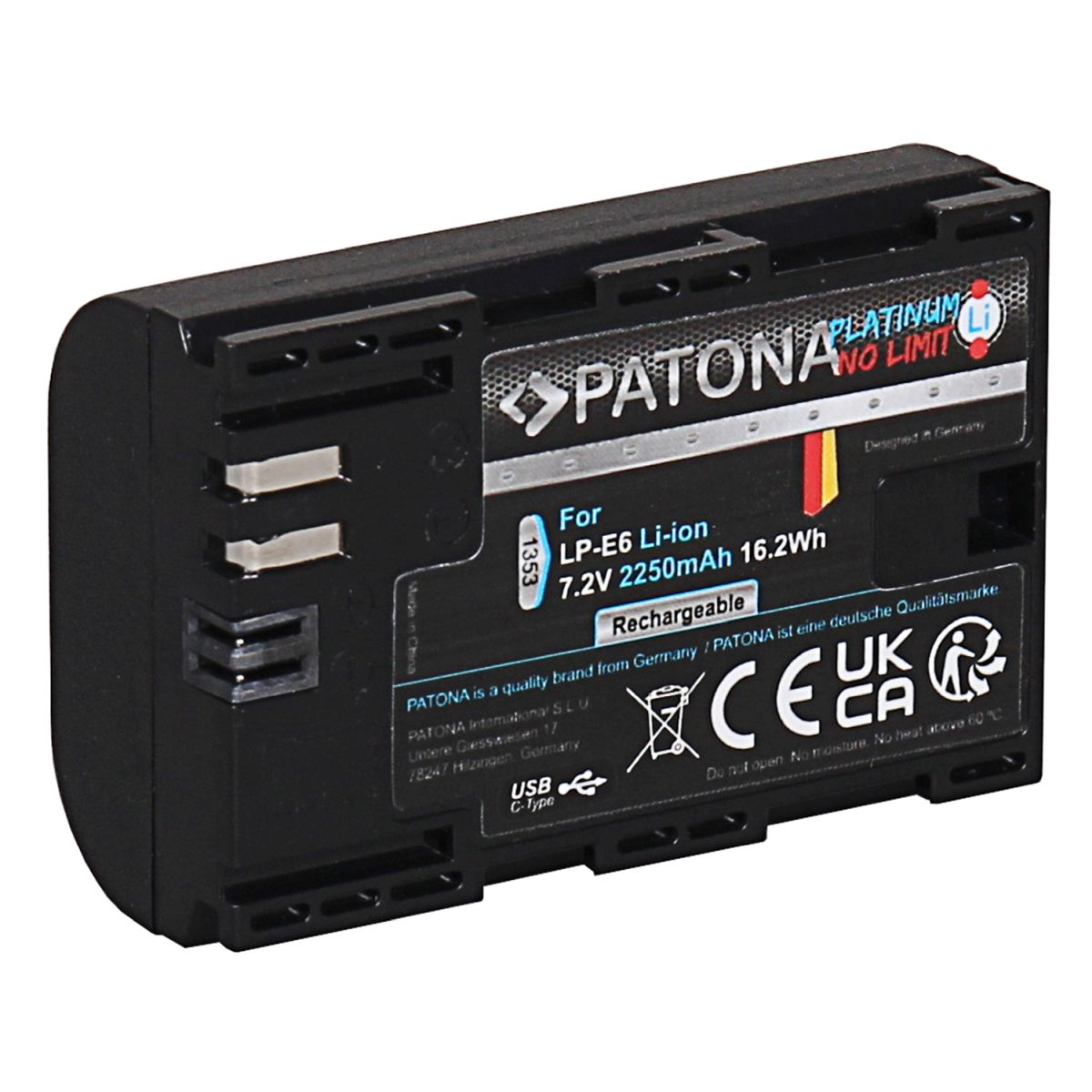 Patona Platinum Akku Canon LP-E6 Mit USB-C Input
