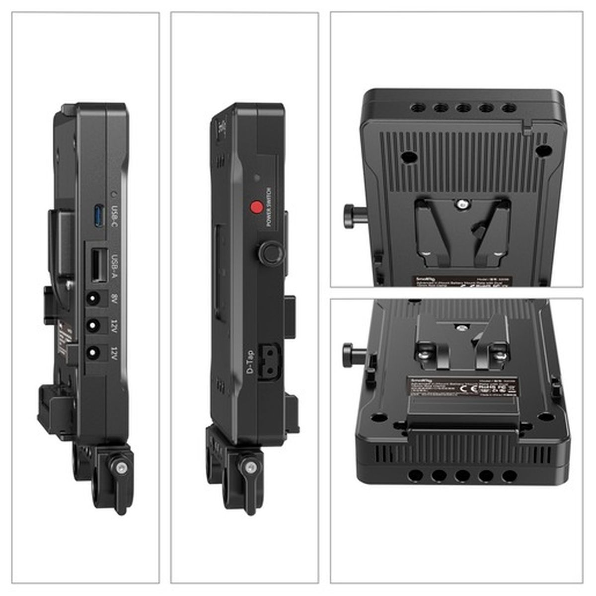 SmallRig 3203B V-Mount-Akkuadapterplatte mit doppelter 15mm Stangenklemme