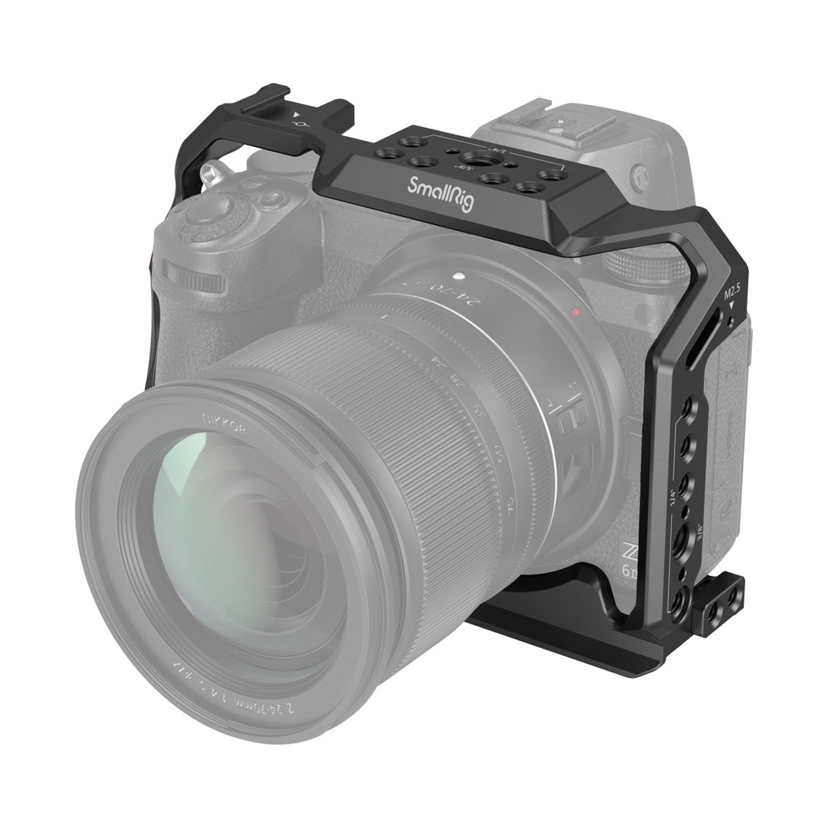SmallRig 2926B Cage Nikon Z5/6/7/6II/7II - Anwendungsbeispiel: SmallRig Kamerakäfig an Kamera mit Objektiv