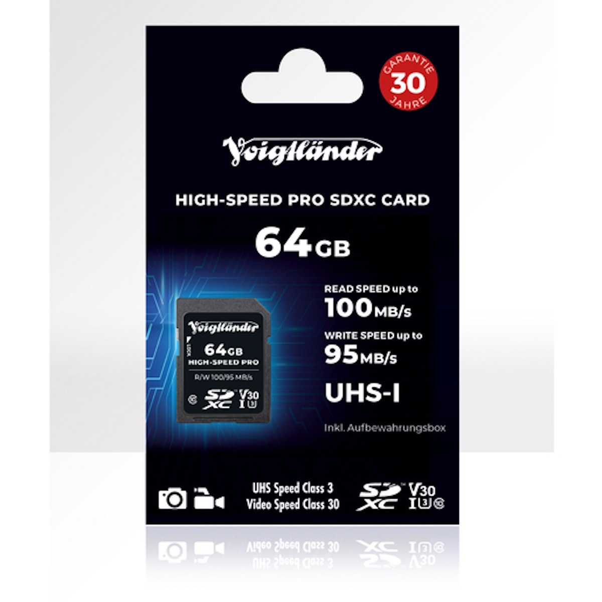 Voigtländer 64 GB SDXC V30 100/95 MB/S Voigtländer 64 GB SDXC V30 100/95 MB/S