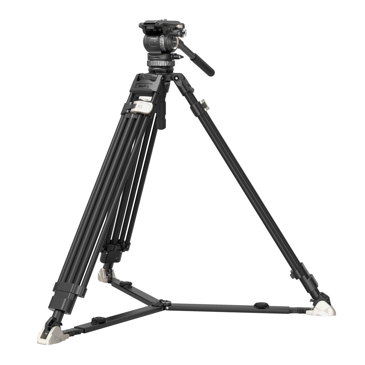 SmallRig 4465 FreeBlazer Counterbalance Carbon Fiber Video Tripod Kit AD-Pro8 - Gesamtansicht eines schwarzen Carbon-Videostativs mit Fluidkopf. SmallRig 4465 FreeBlazer Counterbalance Carbon Fiber Video Tripod Kit AD-Pro8 - Gesamtansicht eines schwarzen Carbon-Videostativs mit Fluidkopf.