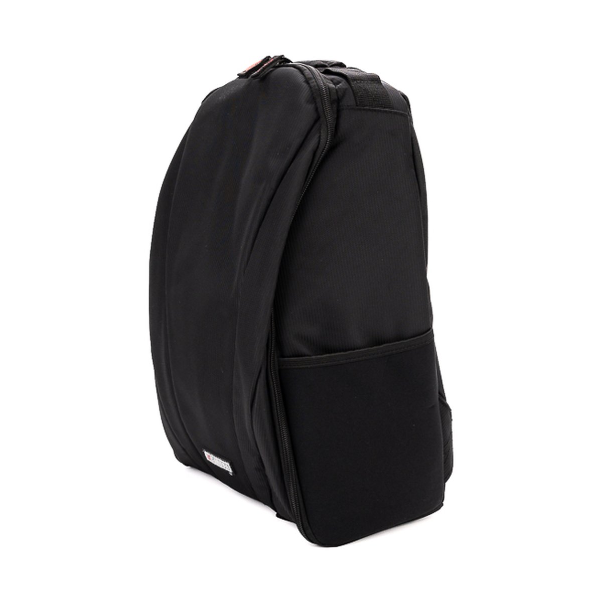 Caruba Skydex 100 - Seitenansicht einer schwarzen Tasche mit Hauptreißverschluss und Seitentasche.