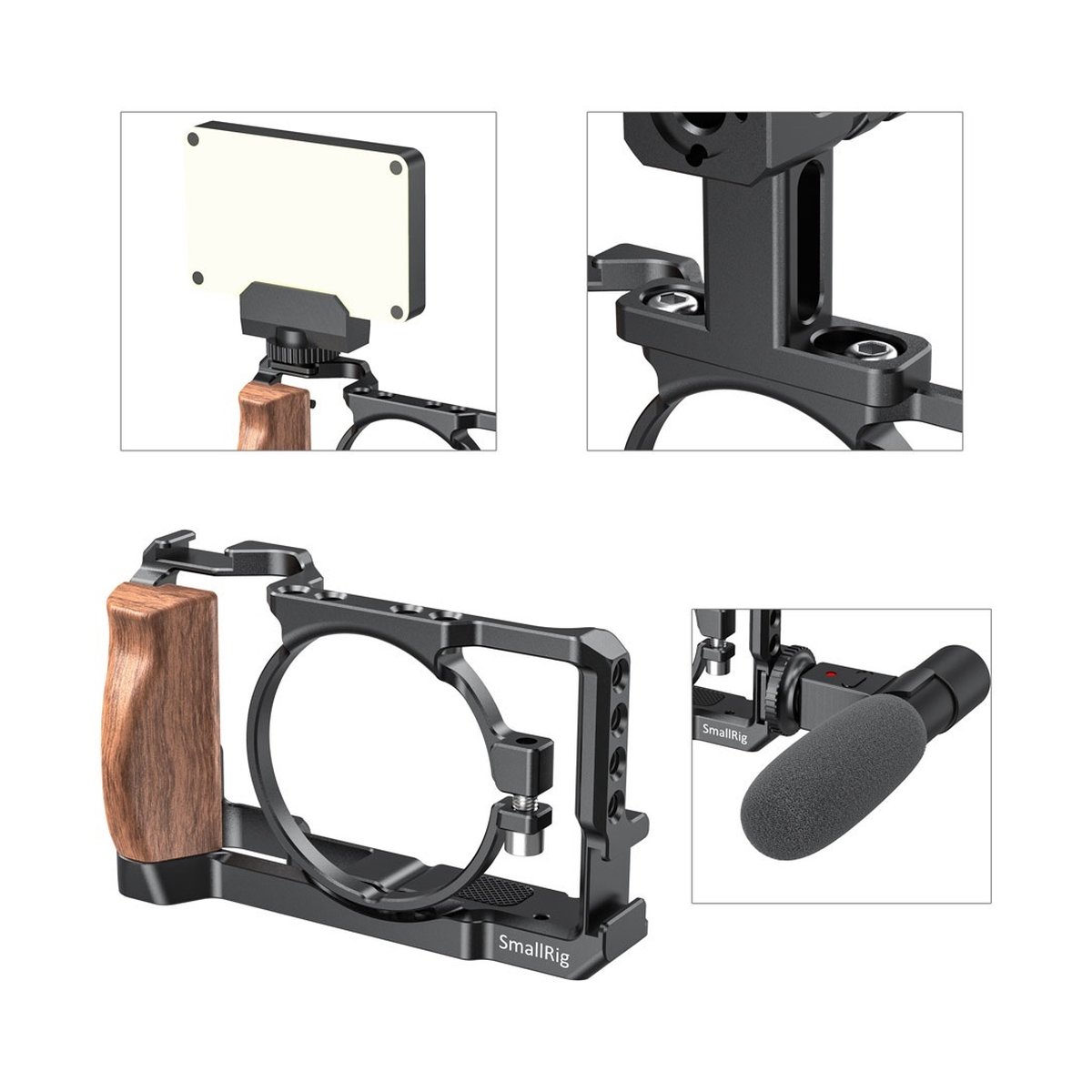 SmallRig 2434 Cage für Sony RX100 VI/VII - Kamera-Cage mit Holzgriff und Anwendungsbeispiele mit Zubehör
