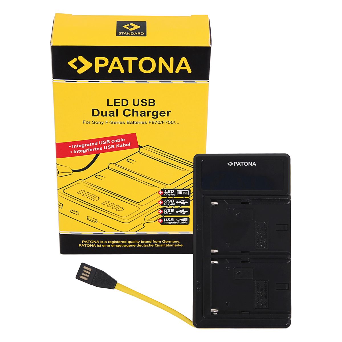 PATONA Dual LED USB Ladegerät f. Sony NP-FM50 NP-F550 NP-F750 NP-F970