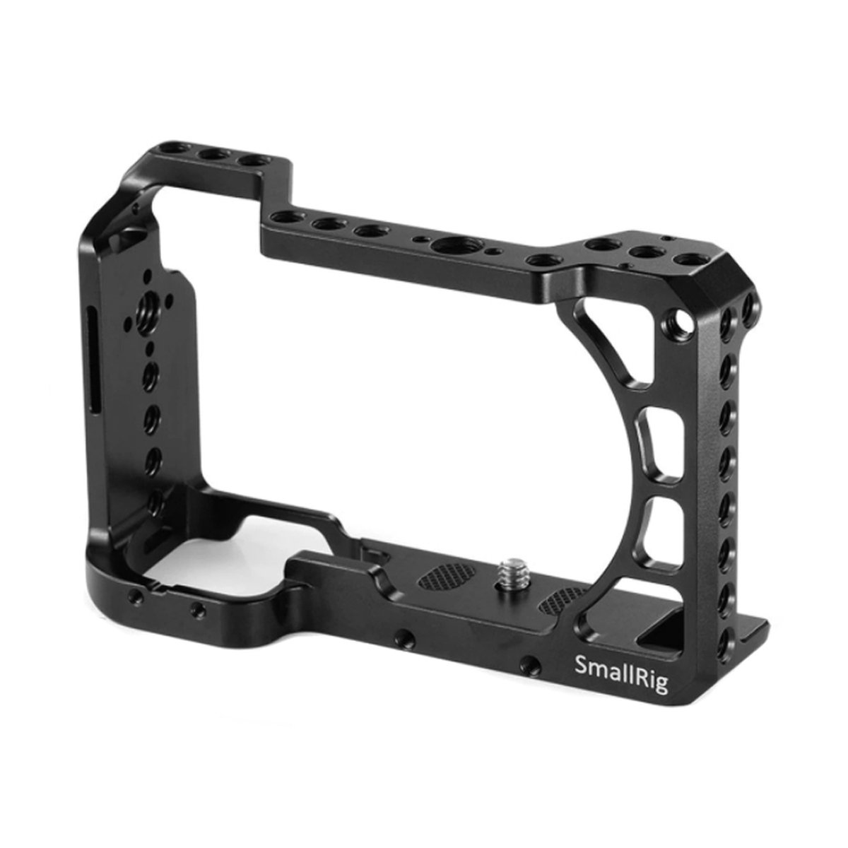 SmallRig 2310C Cage für Sony A6100/6300/6400/6500 - Perspektivansicht: Schwarzer SmallRig Kamera-Käfig mit zahlreichen Befestigungspunkten.