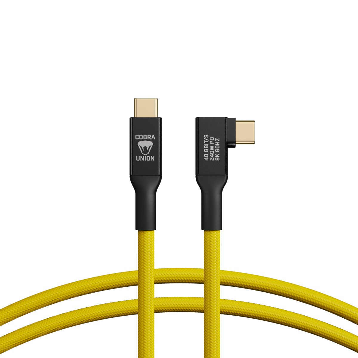 CobraTether USB-C Kabel 1,2 m 40 Gbit/s Gelb, abgewinkelt