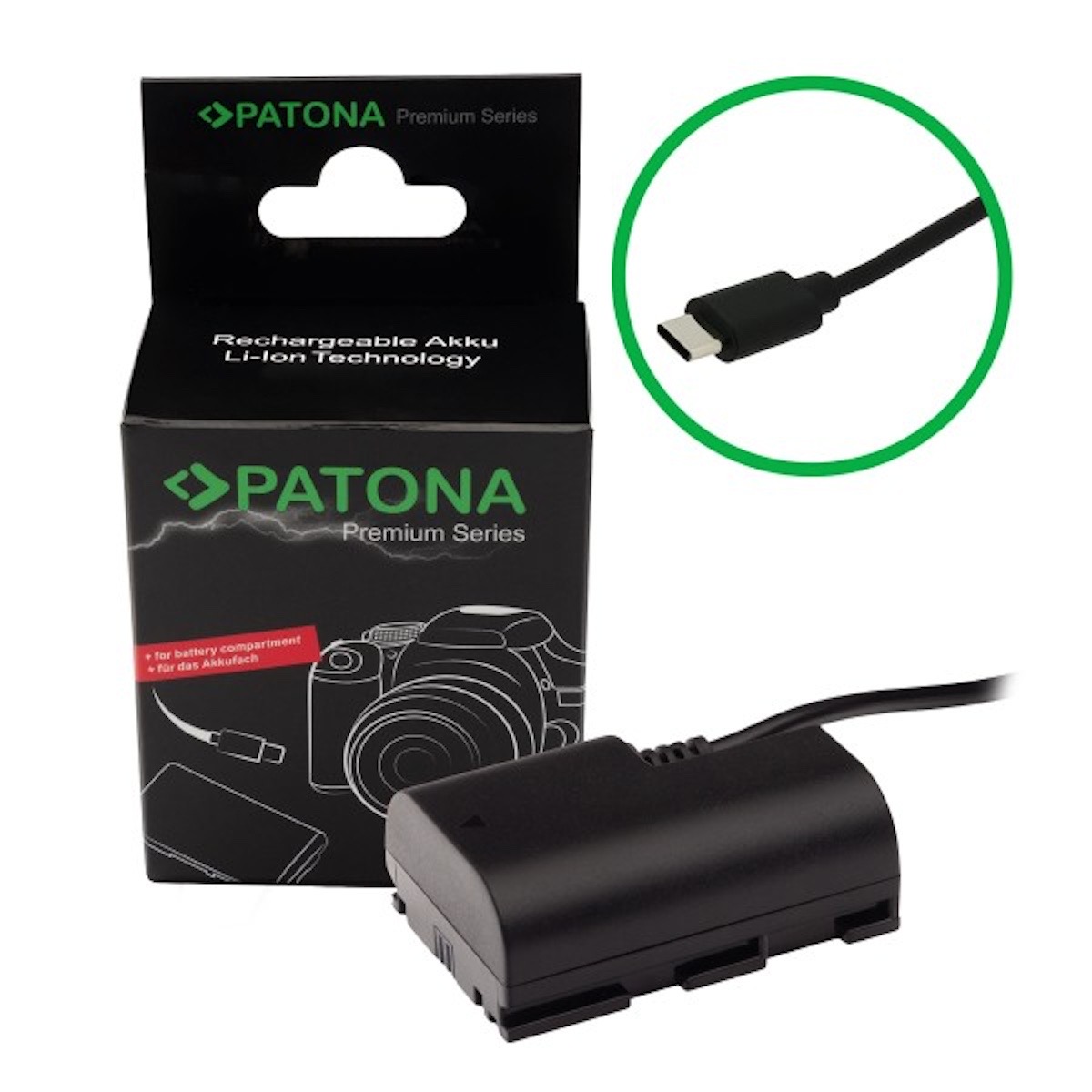 Patona Premium USB-C Input Akku-Adapter f. Canon LP-E6