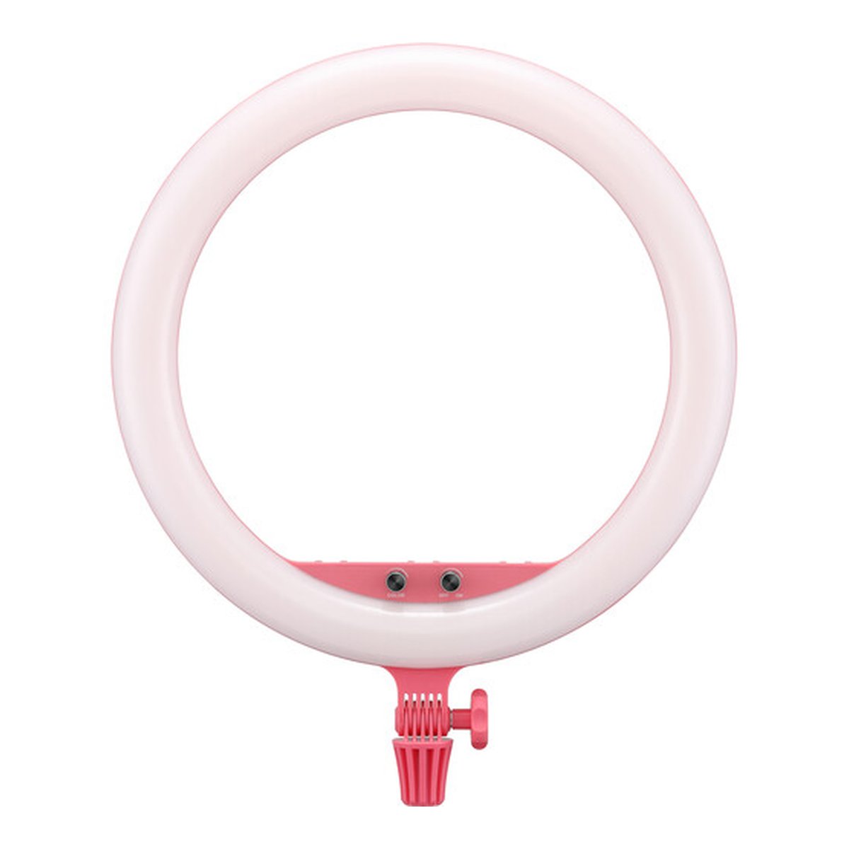 Godox LR150 LED Ring Licht Pink - Frontansicht eines pink-weißen LED-Ringlichts