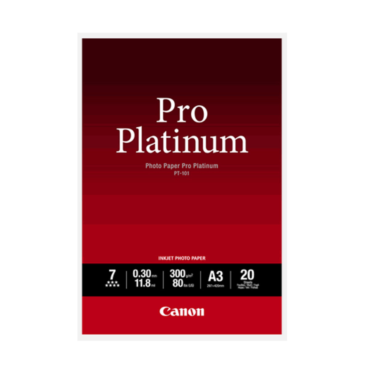 Canon Pro Platinum PT-101 A3 Premium Fotopapier 20 Blatt 300g/m² glossy Canon Pro Platinum PT-101 A3 Premium Fotopapier 20 Blatt 300g/m² glossy