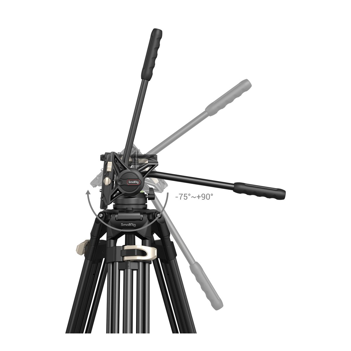 SmallRig 3751B Heavy-Duty Fluidkopf Stativ AD-01 - Neigebereich des Fluidkopf-Stativs von -75° bis +90°