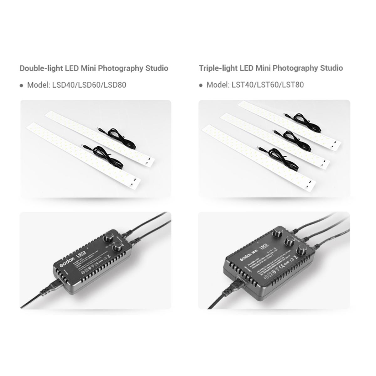 Godox Tragbares Dreifachlicht-LED-Ministudio L80x80x80cm