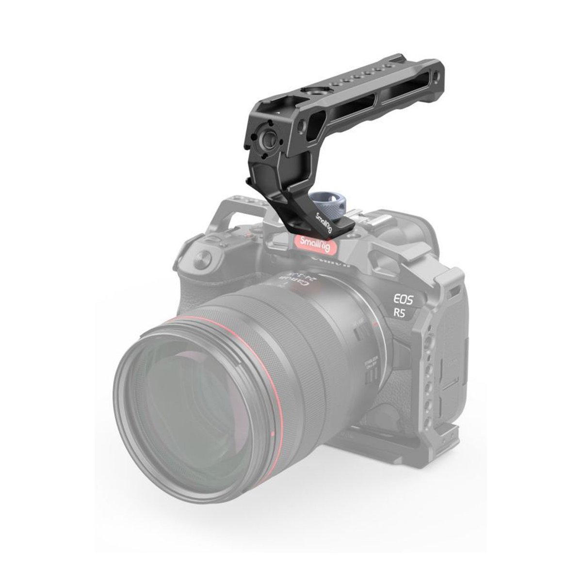 SmallRig 3765 ARRI-Fixiergriff oben Lite - Anwendungsbeispiel: SmallRig Top Handle montiert auf Canon EOS R5 Kamera