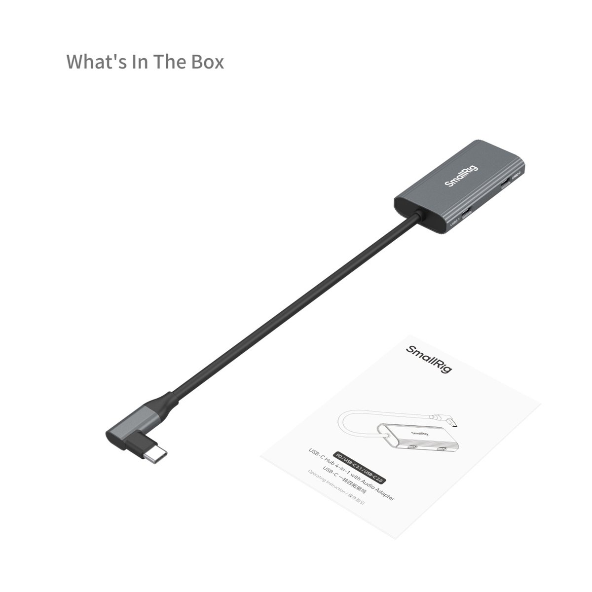 SmallRig 4598 USB-C Hub 4-in-1 PD 100W / USB-C 3.1/USB-C 2.0 mit Audio Adapter x2 - LIEFERUMFANG