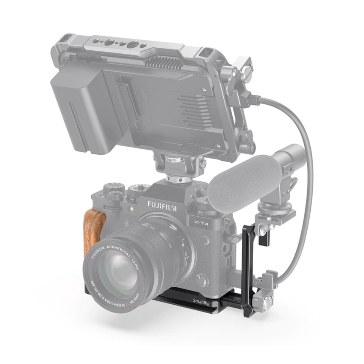 SmallRig LCF2811 L-Bracket für Fujifilm X-T4 - Aufbau eines Kamera-Rigs: Fujifilm X-T4 mit SmallRig Basisplatte, Monitor & Mikrofon.