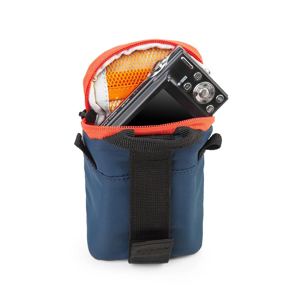 Crumpler Track Shot Camera Pouch 100 Navy Rückseite mit Kamera