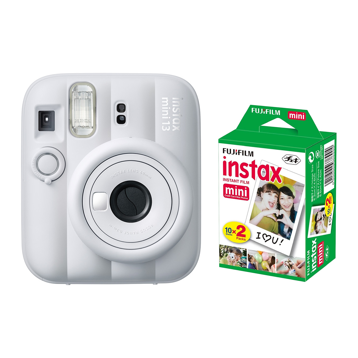 Fujifilm Instax Mini 13 Clay White + Instax Mini Doppelpack (20 Bilder)