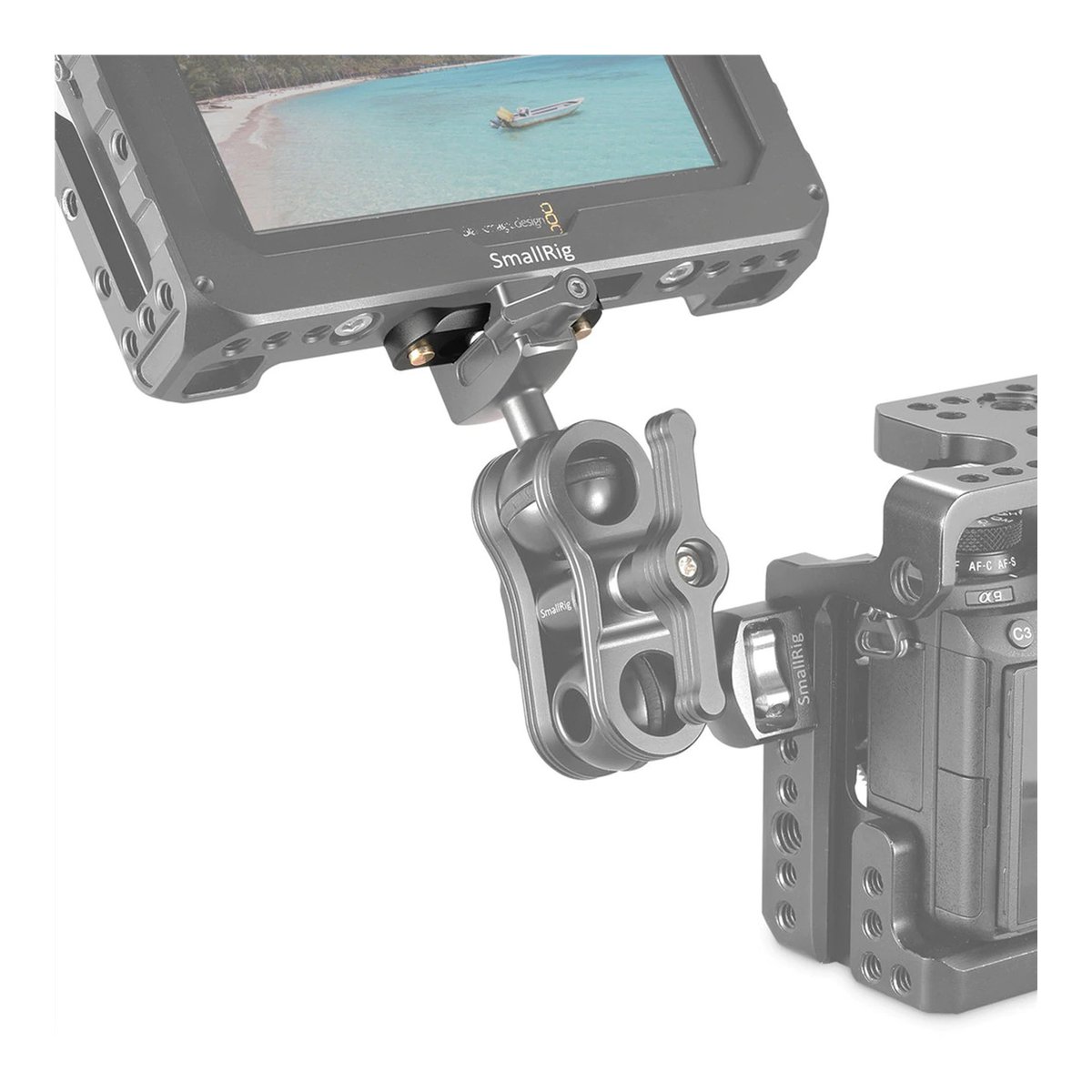 SmallRig 2172B Mini Quick Release Nato Rail (48 mm) - Detailansicht: SmallRig Gelenkarm zur Befestigung eines Monitors an einem Kamerarig