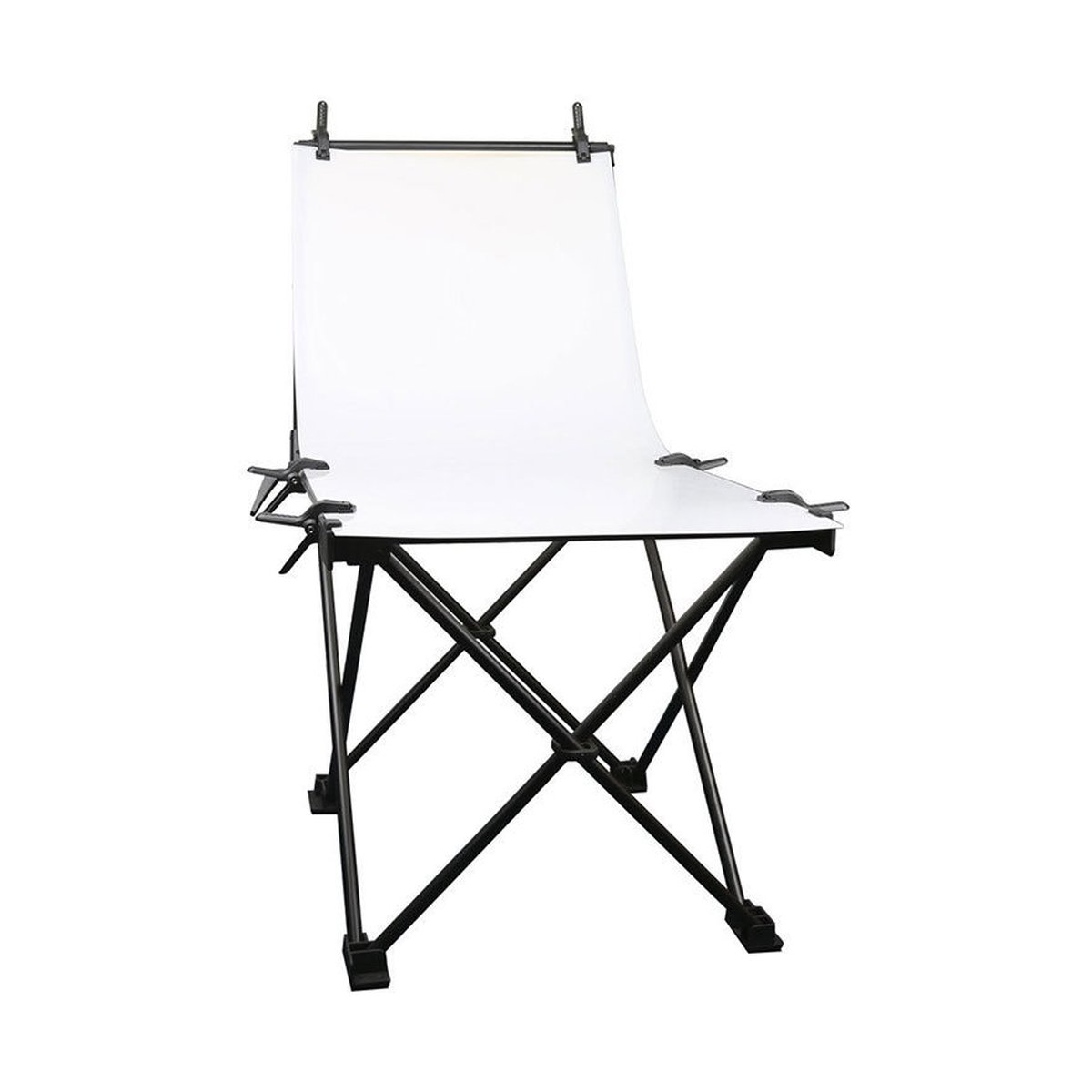 Godox Zusammenklappbarer Aufnahmetisch 100x200cm - Frontansicht: Tragbarer Aufnahmetisch mit weißer Hohlkehle