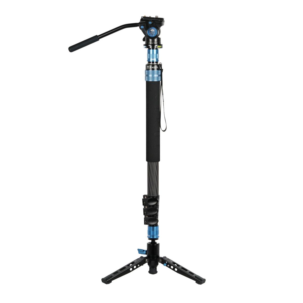 SIRUI P-424FS Carbon Einbeinstativ 168 cm mit Standspinne + Videoneiger VA-5 