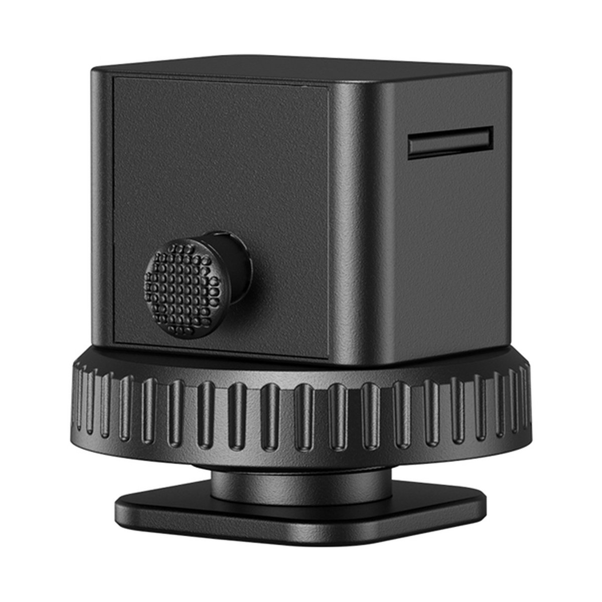 SmallRig 4660 Vibe P96 Pro Mini schwarz LED-Videolicht - PRODUKTANSICHT: Schwarzer Kamera-Hot-Shoe-Adapter mit Rändelrad.