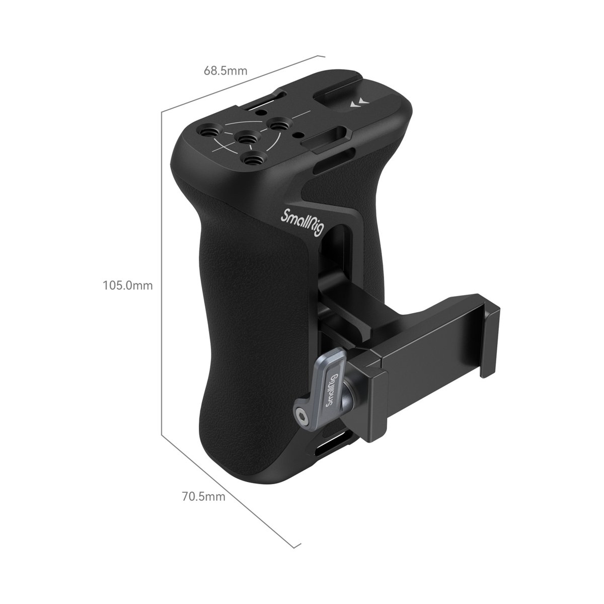 SmallRig 4416 Arca-Typ Seitenhandgriff - Ansicht des SmallRig Griffs mit Bemaßung.