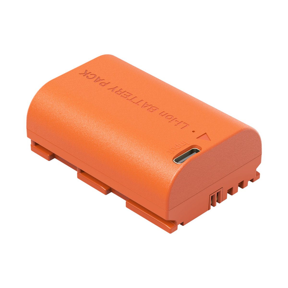 SmallRig 4968 LP-E6NH USB-C Rechargeable Camera Battery (Orange) - Detailansicht: Oranger Li-ion Akku mit USB-C Ladeanschluss