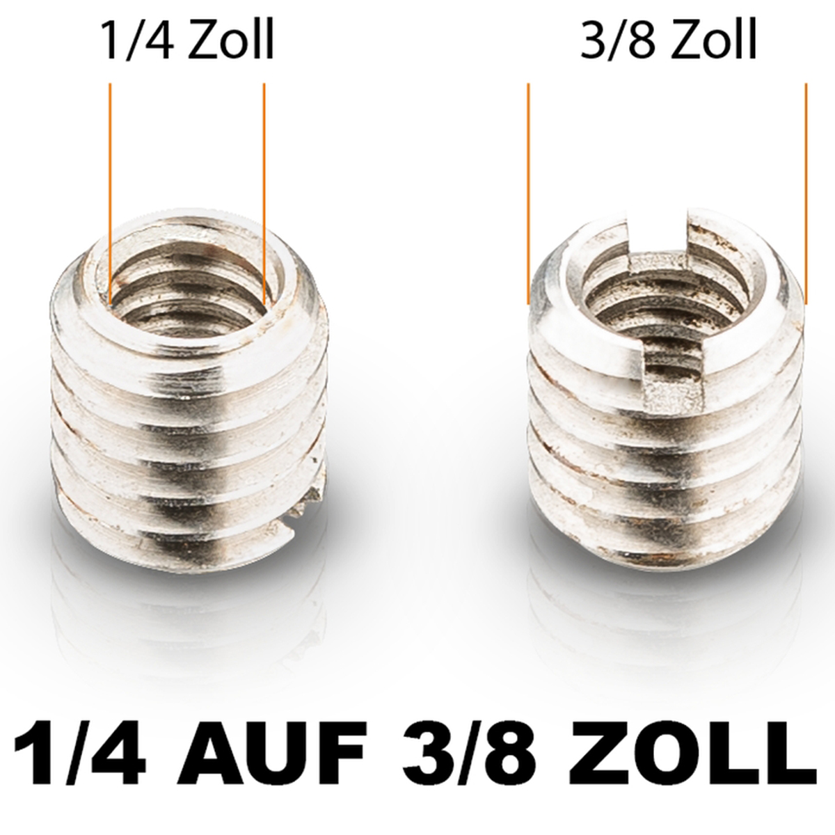 Walimex pro Gewindeadapter 1/4 auf 3/8 Zoll, 2x