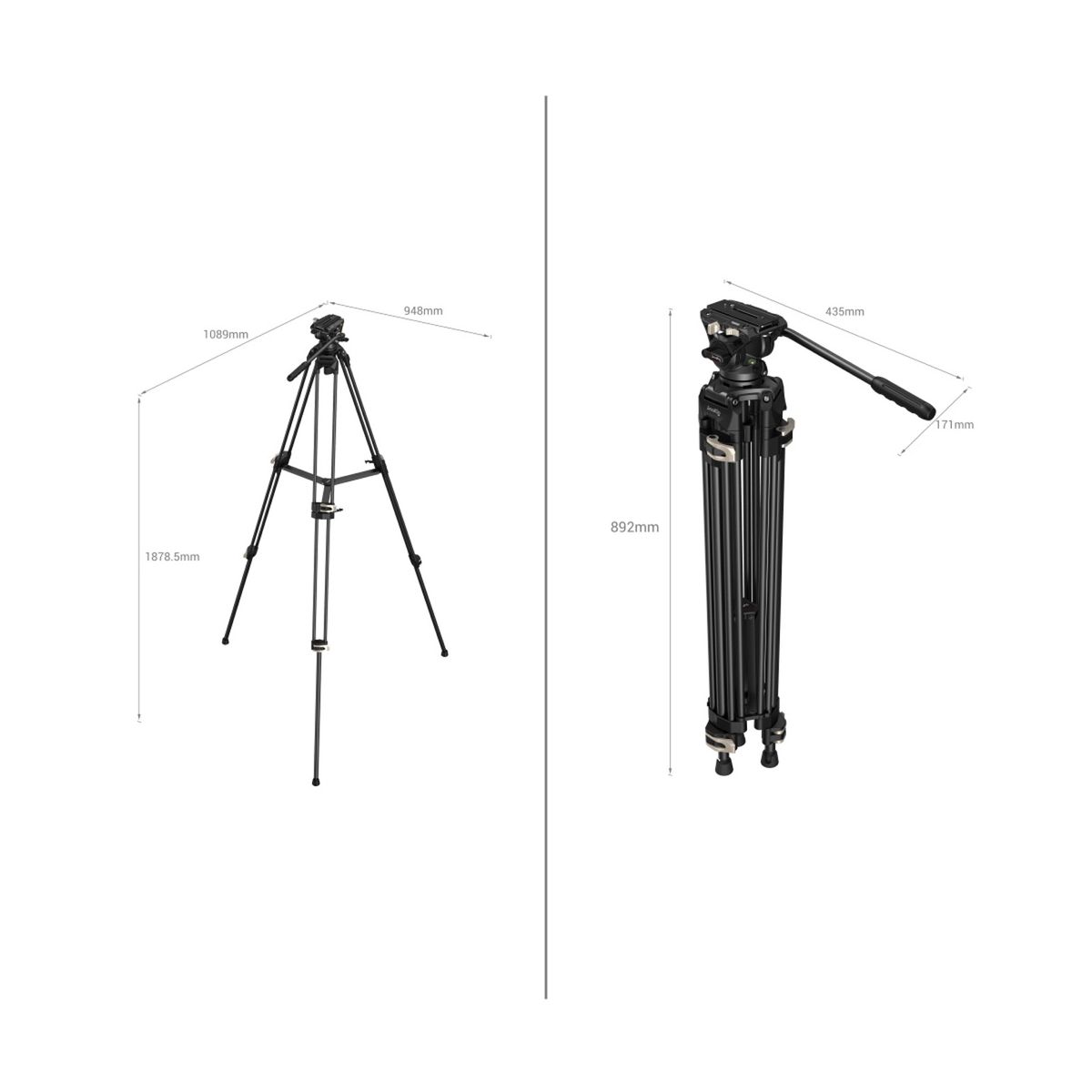 SmallRig 3751B Heavy-Duty Fluidkopf Stativ AD-01