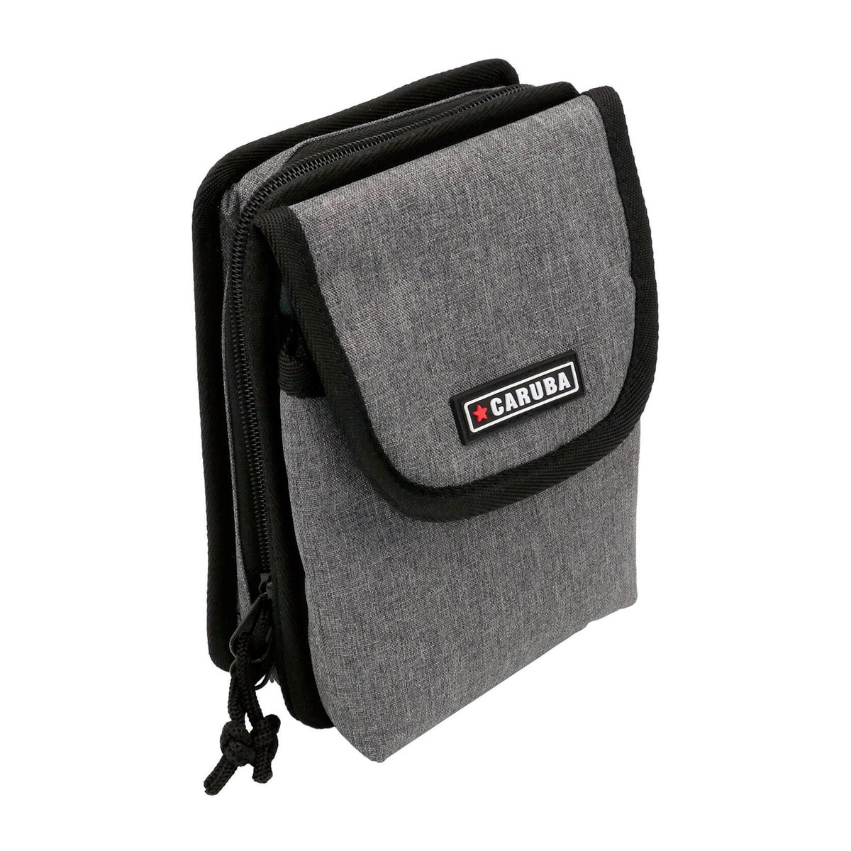 Caruba Filter Storage Bag (2 Teile) für Halter und Filter - Schrägansicht einer grauen Caruba Tasche.