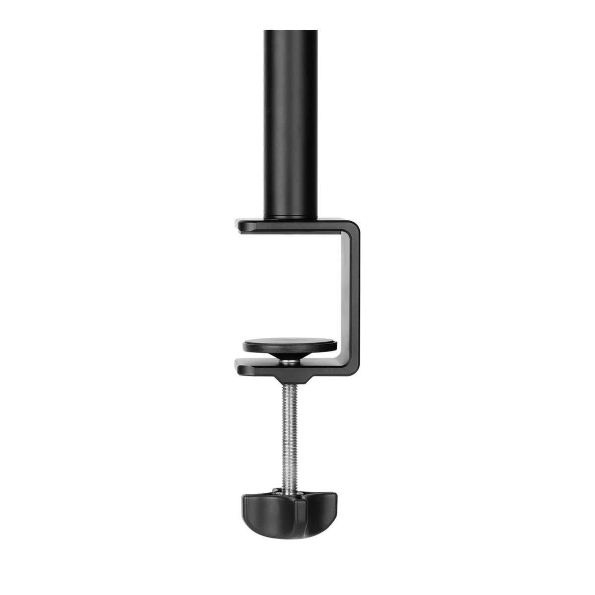 SmallRig3992 Encore DT-30 Tischhalterung mit Haltearm - Nahaufnahme: Schwarze Tischklemme mit vertikaler Stange und Stellschraube