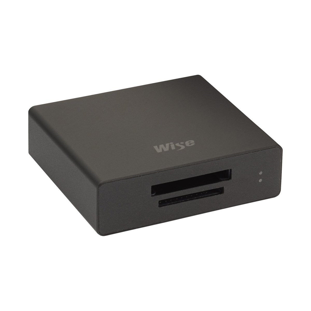 Wise CFexpress Type B / SD UHS-II Card Reader - Wise Kartenleser: Frontansicht von oben mit zwei Speicherkartenslots