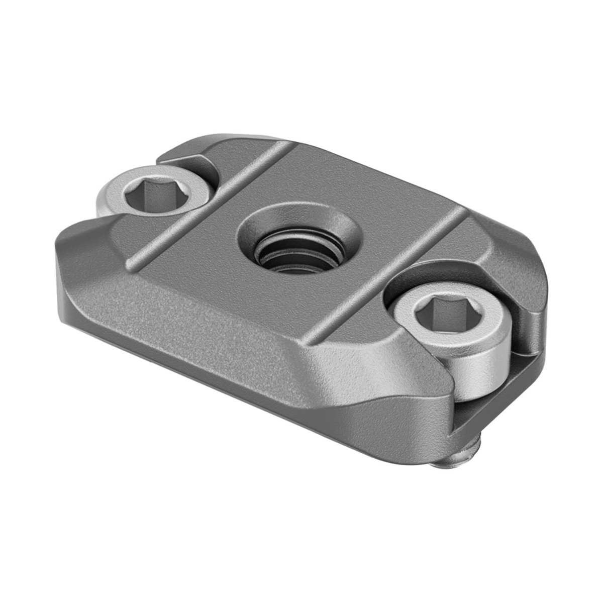 SmallRig 4640 HawkLock H21 QR mini NATO Rail für DJI Stabilizers - Schrägansicht: graue Montageplatte mit Gewindebohrung und zwei Innensechskantschrauben