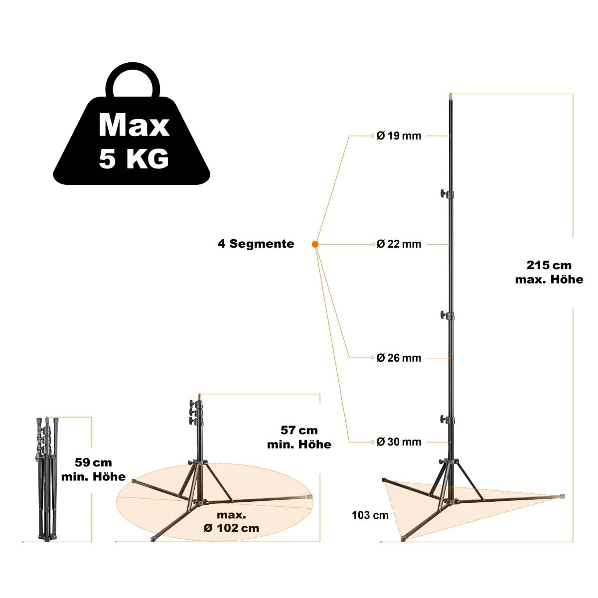 Walimex pro GN-806 Lampenstativ 215 cm