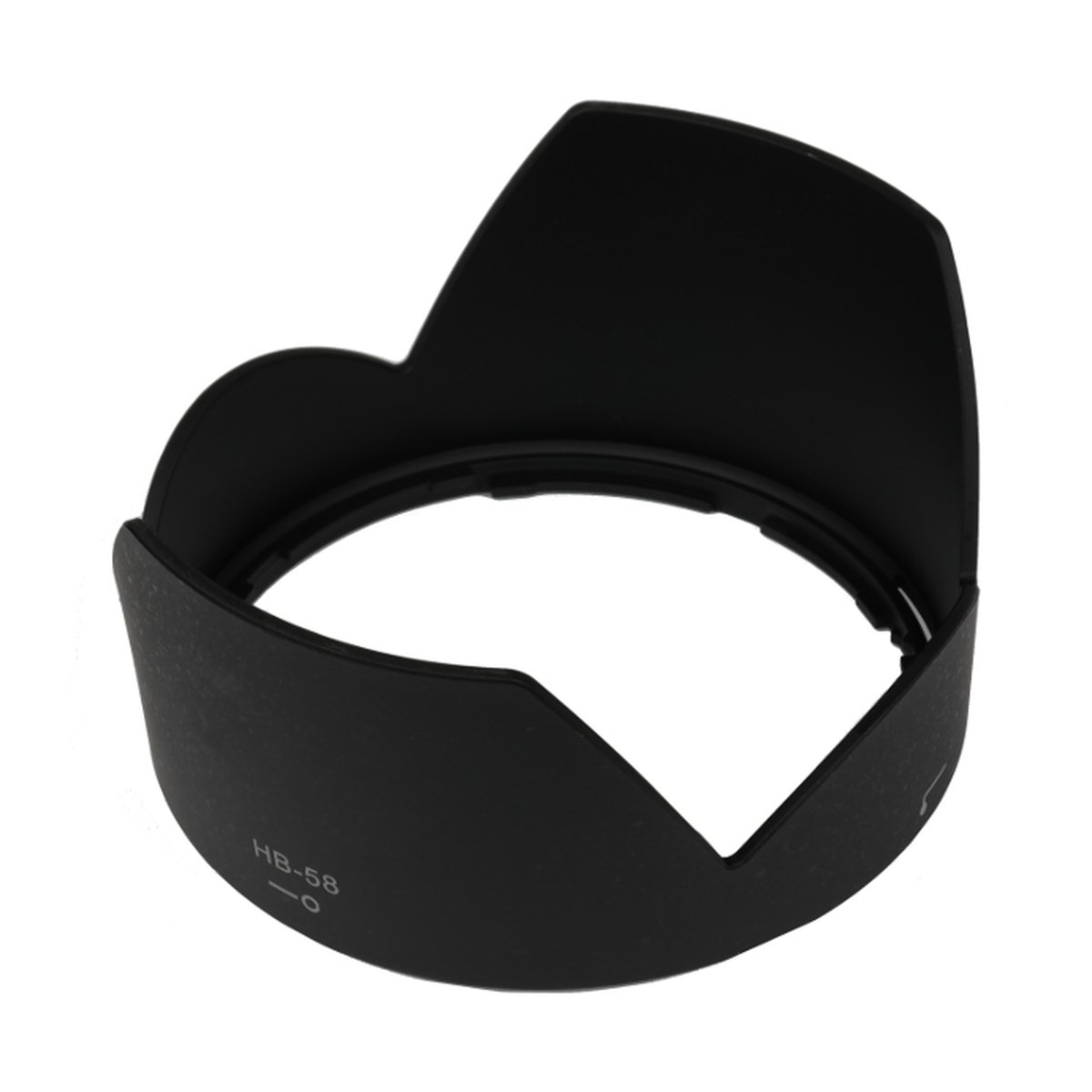 Caruba HB-58 Schwarz - Schräge Ansicht der schwarzen HB-58 Gegenlichtblende