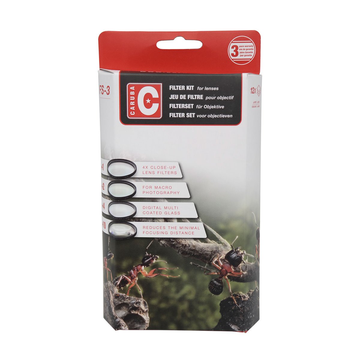 Caruba Nahaufnahmefilter-Kit 62mm (+1/+2/+4/+10) - Produktverpackung: Caruba Filter Kit für Objektive FS-3 Caruba Nahaufnahmefilter-Kit 62mm (+1/+2/+4/+10) - Produktverpackung: Caruba Filter Kit für Objektive FS-3