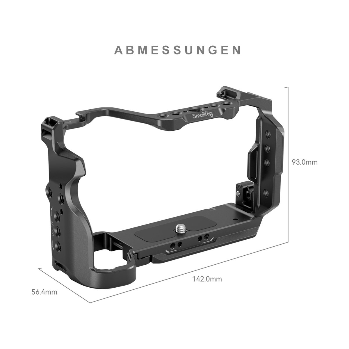 SmallRig 4422 Cage Kit für Sony Alpha 7C II/Alpha 7CR - Kamerakäfig: Perspektivische Ansicht der Abmessungen (Länge, Höhe, Breite).
