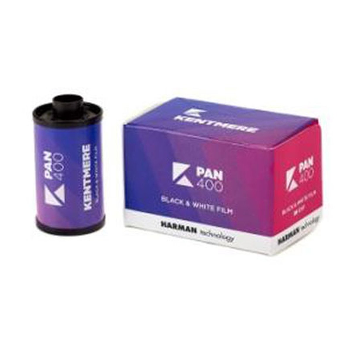 Kentmere Pan400 135/24 SW-Kleinbildfilm - Lieferumfang: Kentmere Pan 400 Schwarzweißfilmrolle und -verpackung