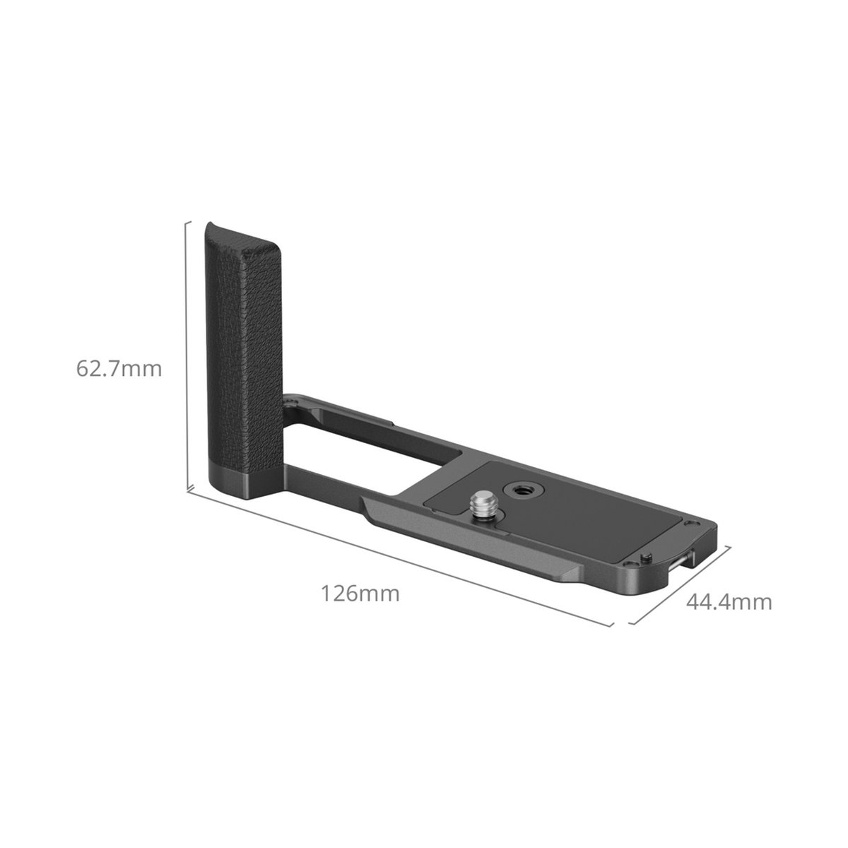 SmallRig 4517 L-förmiger Griff für Panasonic Lumix S9 - L-förmige Kamerahalterung, isometrische Ansicht mit Produktabmessungen