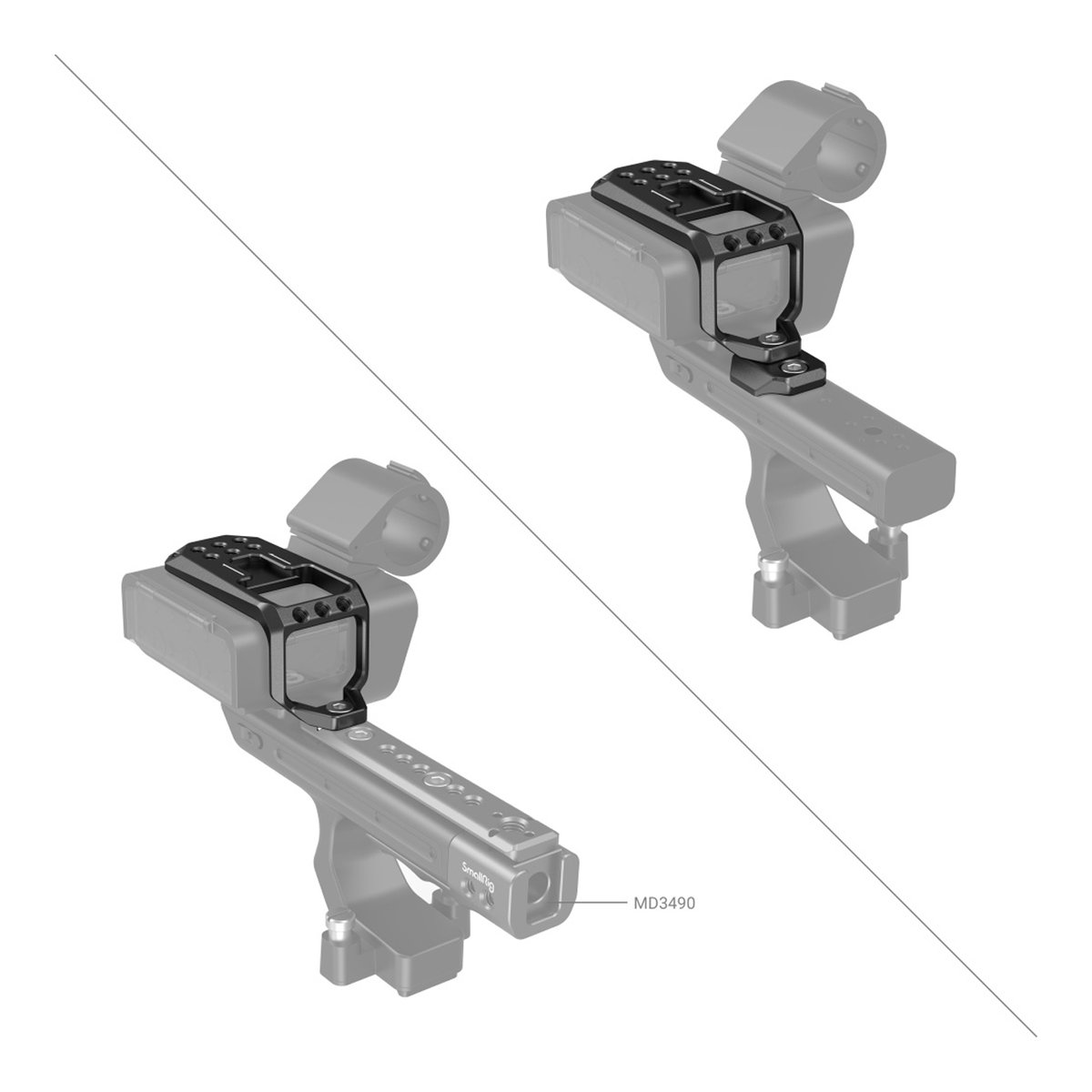 SmallRig 3990 Top Plate f. Sony FX30 und FX3 XLR Einheit - Montagebeispiele der Halterung MD3490 an zwei verschiedenen Geräten.