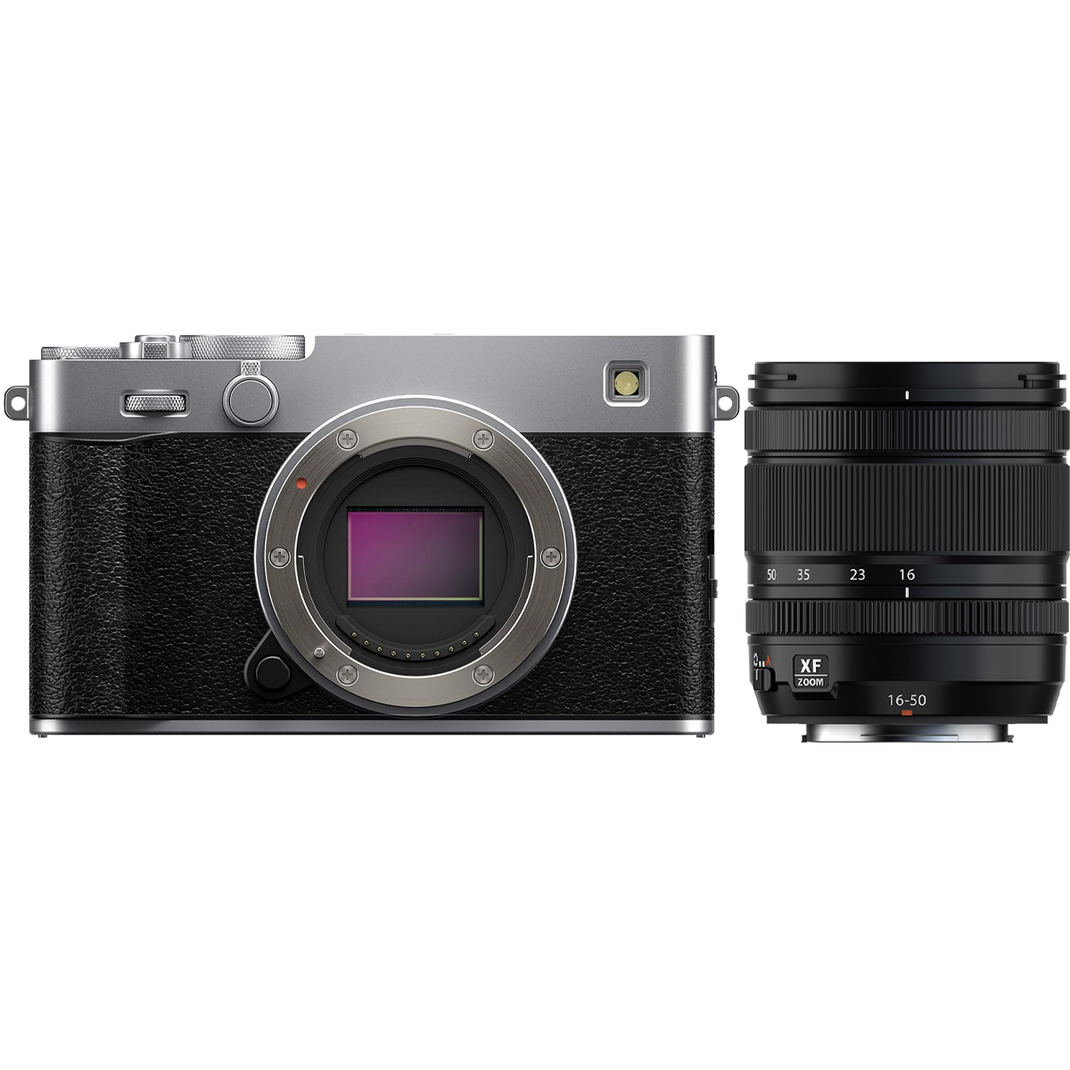 Fujifilm X-E5 Gehäuse Silber mit Fujifilm 16-50 mm 1:2,8 XF R LM WR