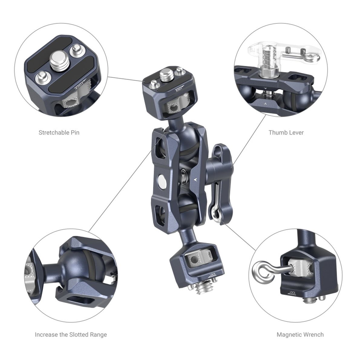 SmallRig 3874 Magic Arm mit Doppelkugelkopf (1/4"-20 Schraube und ARRI-Feststellschraube)