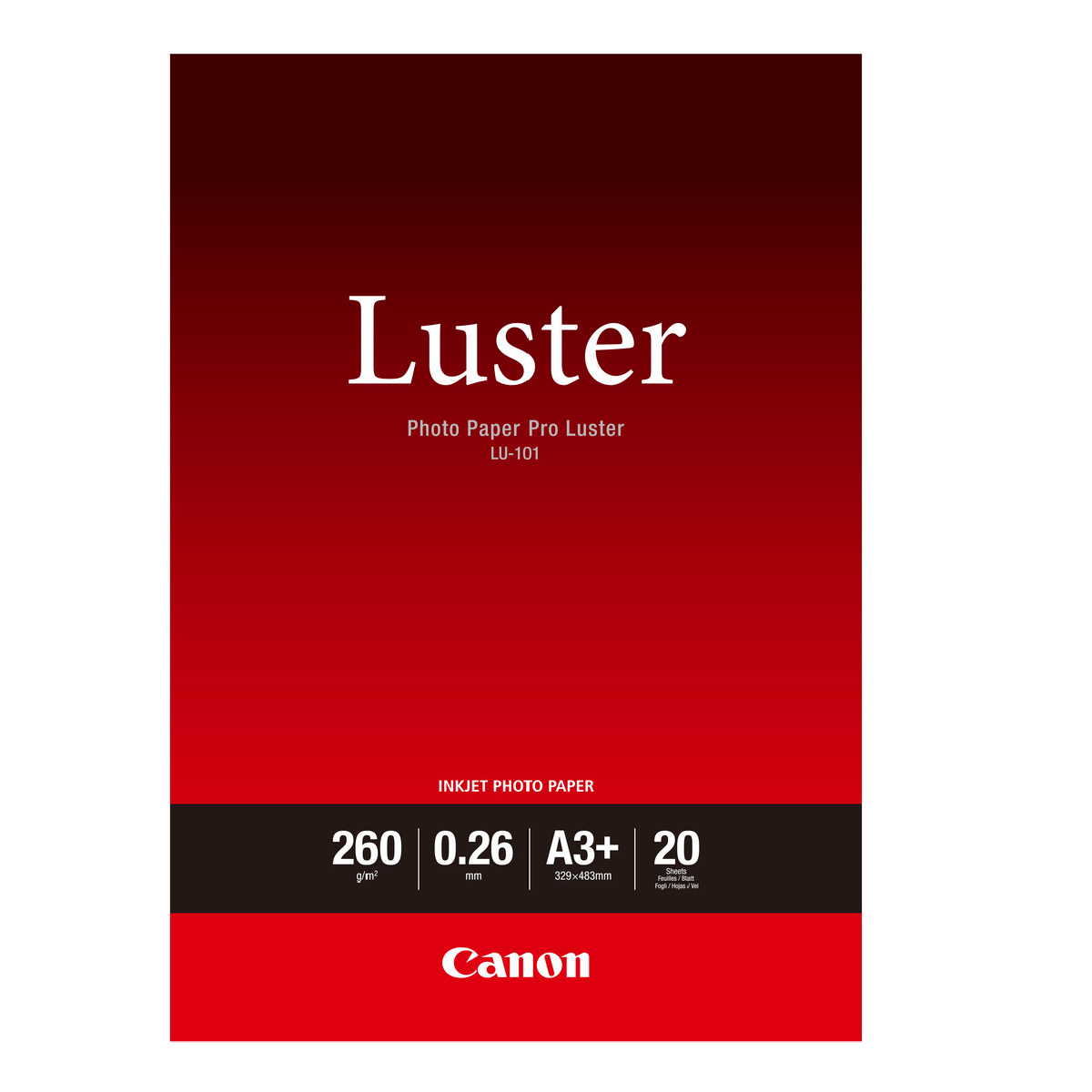 Canon LU-101 PRO Fotopapier Luster A3+, 20 Blatt 260g/m²  Canon LU-101 PRO Fotopapier Luster A3+, 20 Blatt 260g/m²