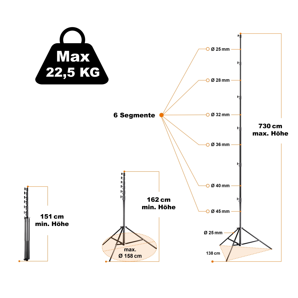 Walimex pro AIR Jumbo 730 Lampenstativ 730 cm