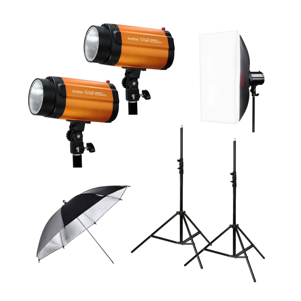 Godox Mini Pioneer 250 Watt Softbox Paraplu Duo Set