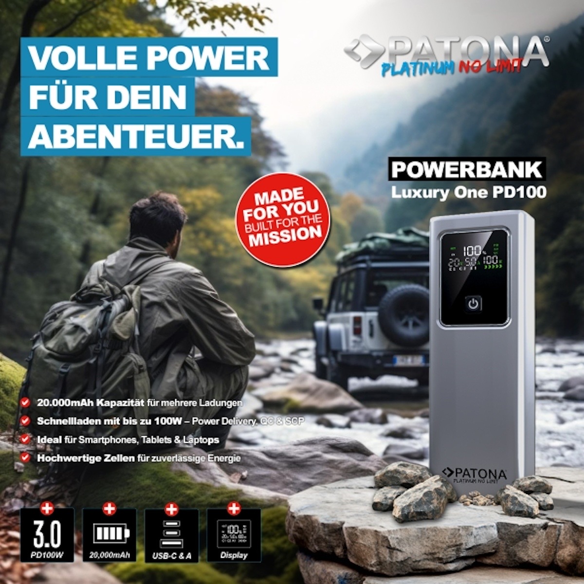 Patona Platinum Powerbank Luxury One PD100W 20.000mAh